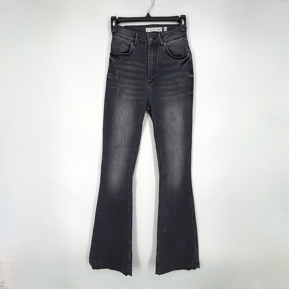 Subdued Womens Size 23 Jeans High Rise Soft Flare Charcoal Gray Stretch Pockets - Picture 1 of 8